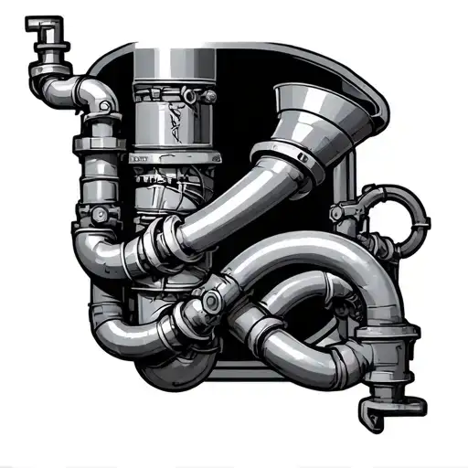 plumbing pipes bio mechanical leg sleeve tattoo design idea