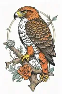 red tail hawk perched tattoo design idea
