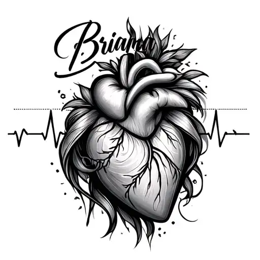 "Brianna" heartbeat line tattoo design idea