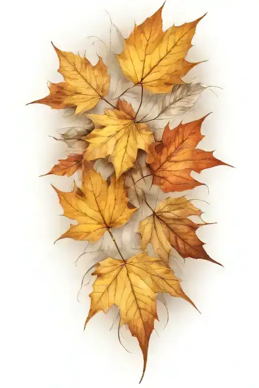 autumn leaves blowing in the wind tattoo design idea