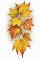 autumn leaves blowing in the wind tattoo design idea