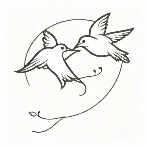 A minimalist tattoo of two birds flying together, representing the everlasting friendship you had with your lost friend tattoo design idea