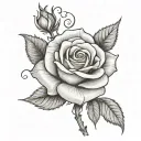 rose with cursive alex tattoo design idea