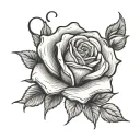 rose with cursive alex tattoo design idea