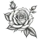 rose with cursive alex tattoo design idea