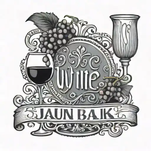 wine glass that has the letters juan tattoo design idea