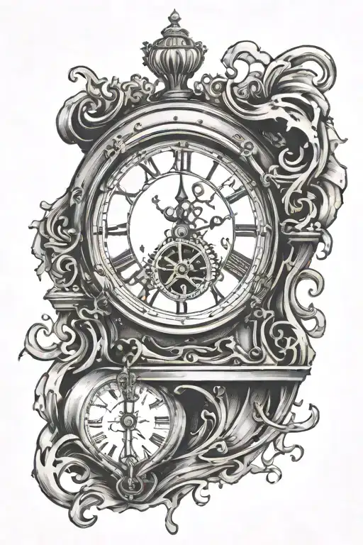  broken clock with melting heart shaped lock.    I'm going back to the start  tattoo design idea