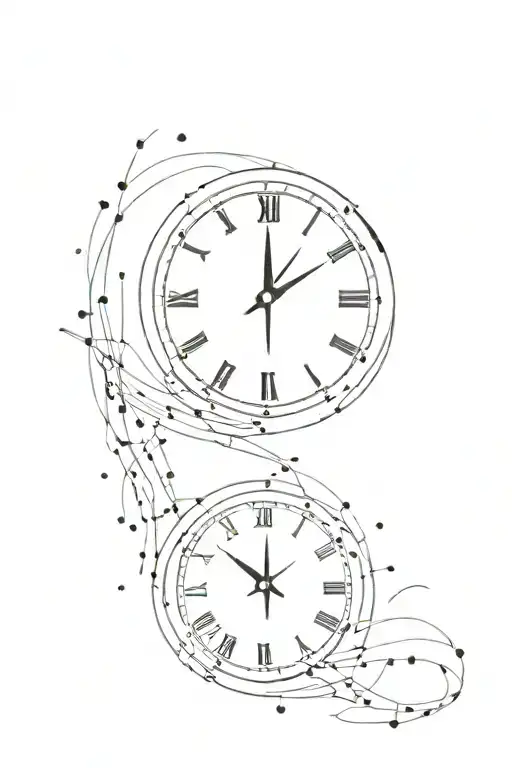 clock with 12 sparkles scattered tattoo design idea