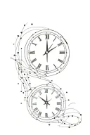 clock with 12 sparkles scattered tattoo design idea