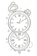 clock with 12 sparkles scattered tattoo design idea