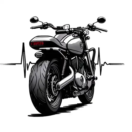 Heartbeat Motorcycle tattoo design idea