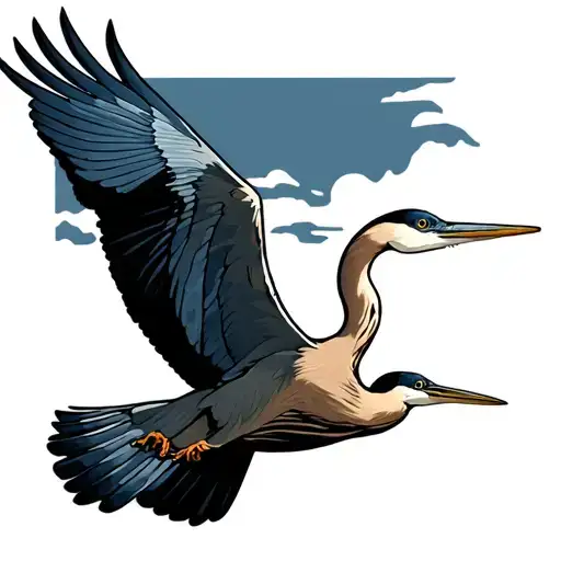 great blue heron flying up forearm tattoo design idea