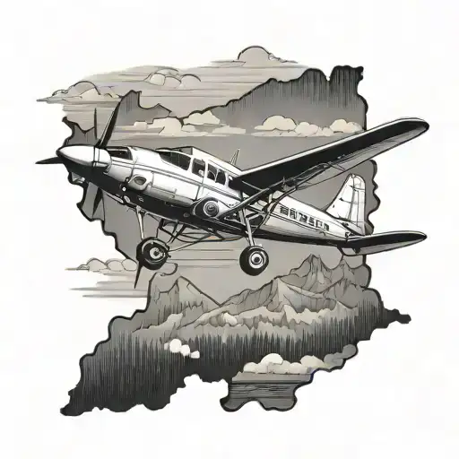 airplane flying around Minnesota tattoo design idea