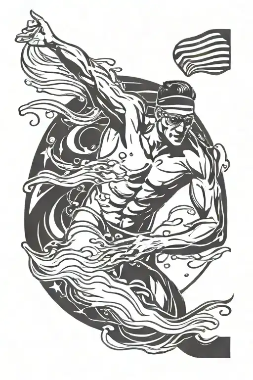swimmer Olympic champion tattoo design idea