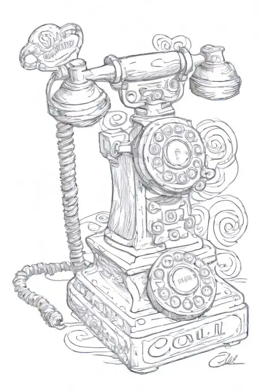 vintage phone off the holder with "call your mom" in cursive next to it  tattoo design idea
