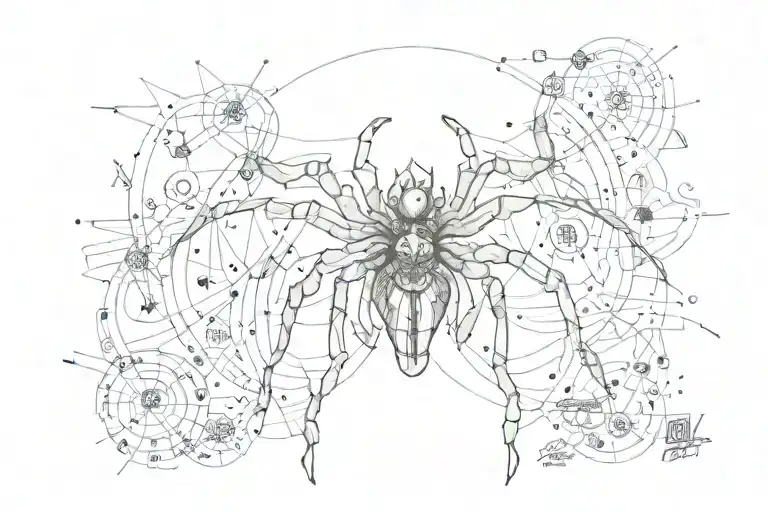 Name "Sarah-Kristin" surrounded by notes and an arachnid tattoo design idea