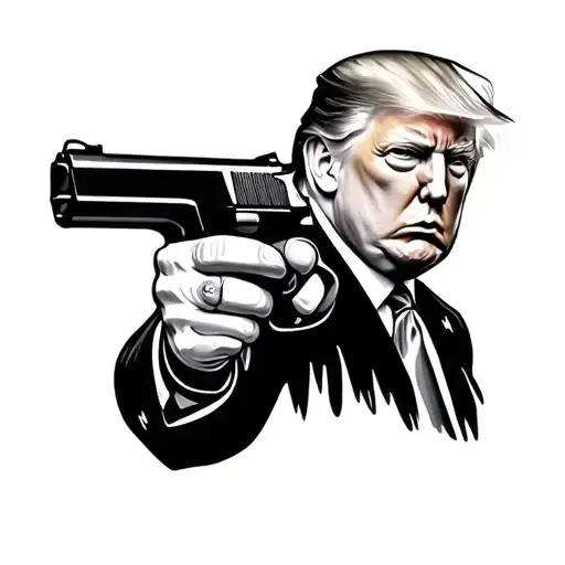 trump holding gun tattoo design idea
