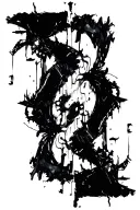 dark abstract, expressive blackwork, raw brush strokes cyber gothic ornamental, black ink tattoo design idea