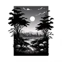 outdoor scene tattoo design idea