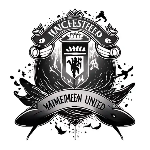 A cover up tattoo for a whale outline tattoo. It needs to include anime, Manchester United and Armenian elements. It nee tattoo design idea