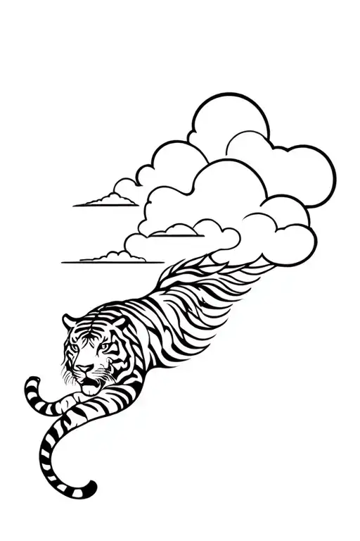 tiger and cloud storm cloud tattoo design idea