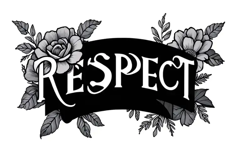 "RESPECT" flowers intertwined tattoo design idea