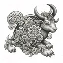 Japanese Taurus and rabbit blend seamlessly tattoo design idea