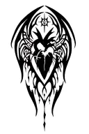 tattoo neo trival , centralized heart with long bat wings and tribal tattoo design idea