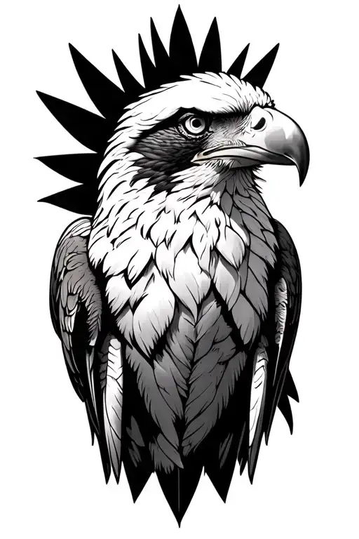 mix of australian and polish eagle for a male right thigh tattoo design idea