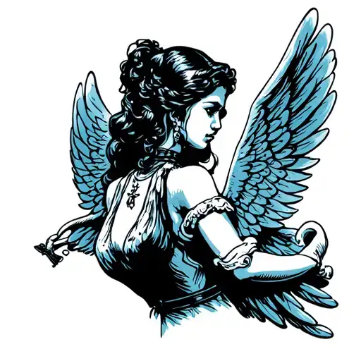 ailes d ange, ancre, franc maçon, femme succube  tattoo design idea