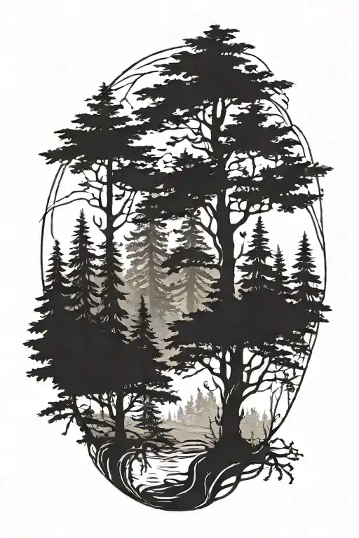 forest, loyalty, hard work tattoo design idea
