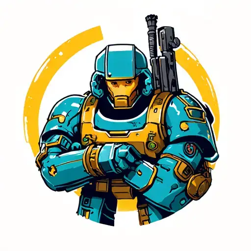 40k space marine with crossed arms tattoo design idea