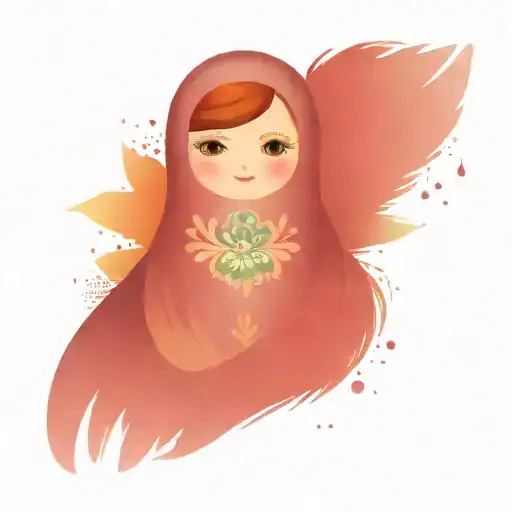 matryoshka with locust wings spread tattoo design idea