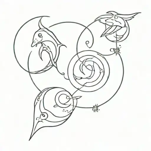 Pisces, Gemini, Leo, cancer zodiac sign tattoo design idea