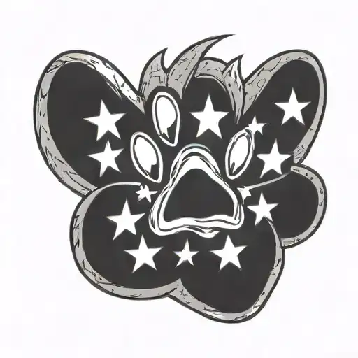 paw print with stars and halo tattoo design idea