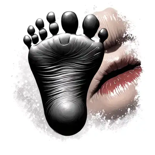 baby foot print with mother lips tattoo design idea