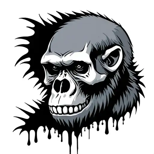 melted skull bjj gorilla tattoo design idea