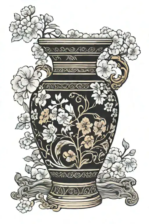 flower vase greek tattoo design idea