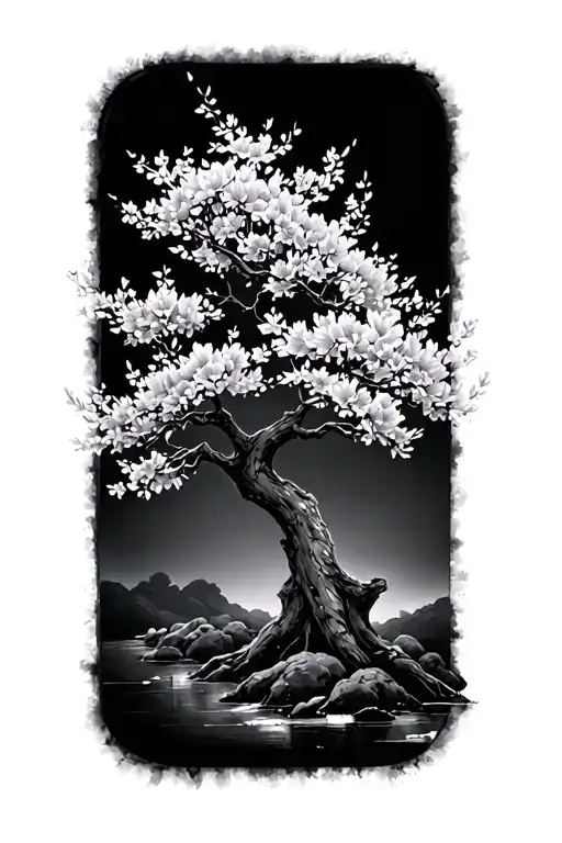 cherry blossom tree tattoo design idea