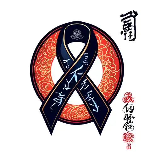 Prostate Cancer Ribbon w Kaizen Sign tattoo design idea
