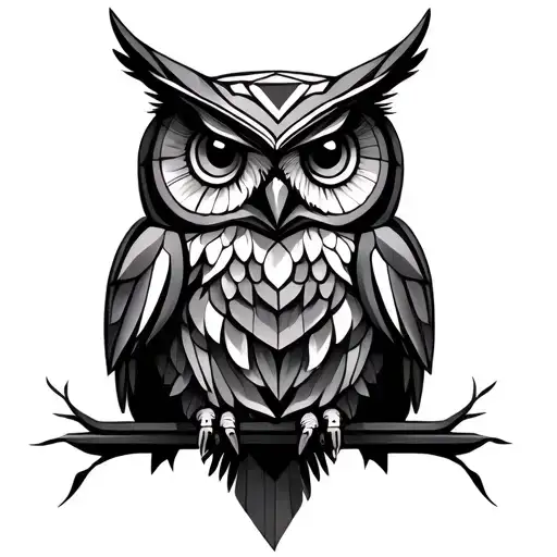 Geometric Owl tattoo design idea