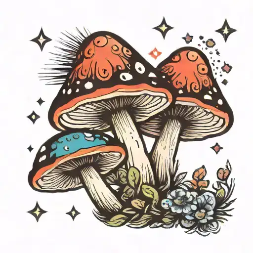 stoner space psychedelic pattern mushroom psychedelic trippy tattoo design idea