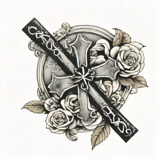 " everything happens for a reason" with a cross incorporated tattoo design idea