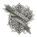 " everything happens for a reason" with a cross incorporated tattoo design idea