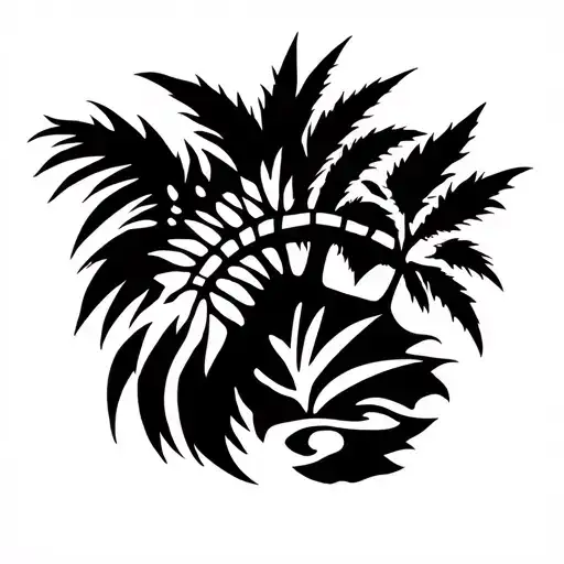 hawaiian islands outline with tribal inside tattoo design idea