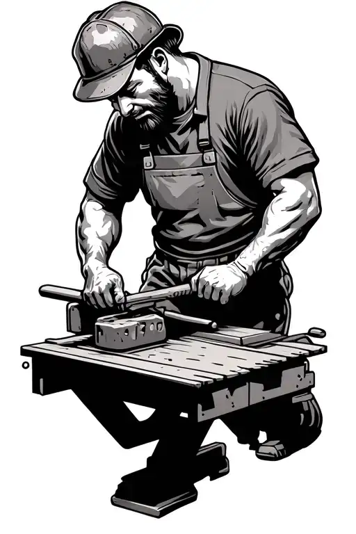 hard worker carpenter tattoo design idea