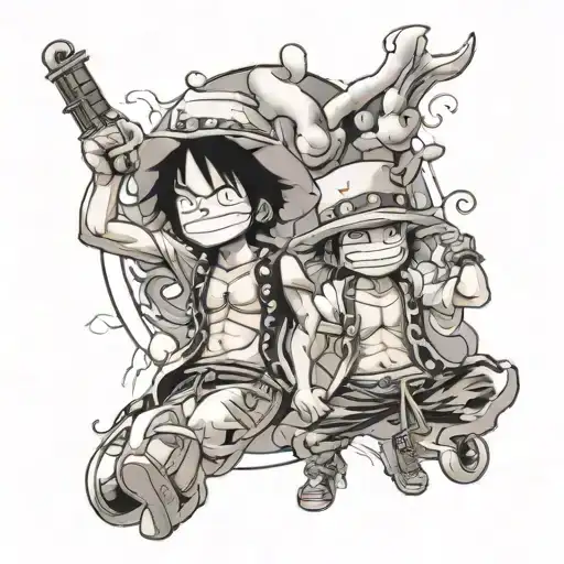 Ace and luffy one piece tattoo design idea