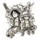 Ace and luffy one piece tattoo design idea