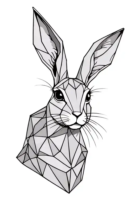 hare polygon tattoo design idea