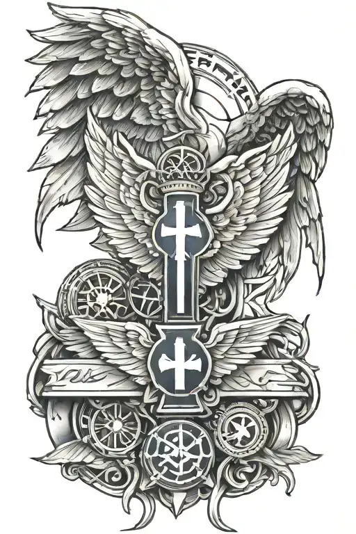 paramedic symbol with archangel wings tattoo design idea